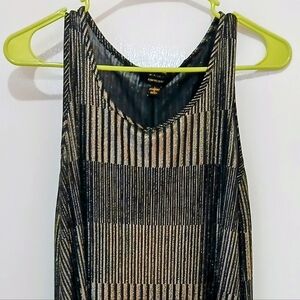 Striped Black and Gold Women's Midi Dress